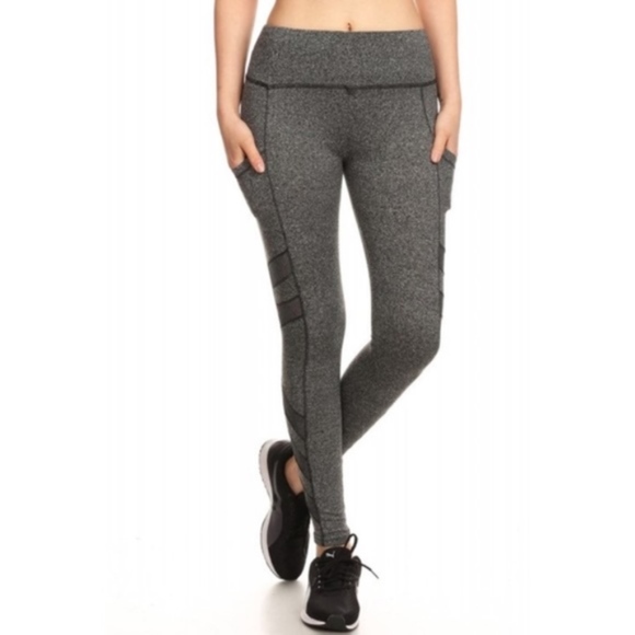 Grey leggings with black mesh detail - Picture 2 of 5